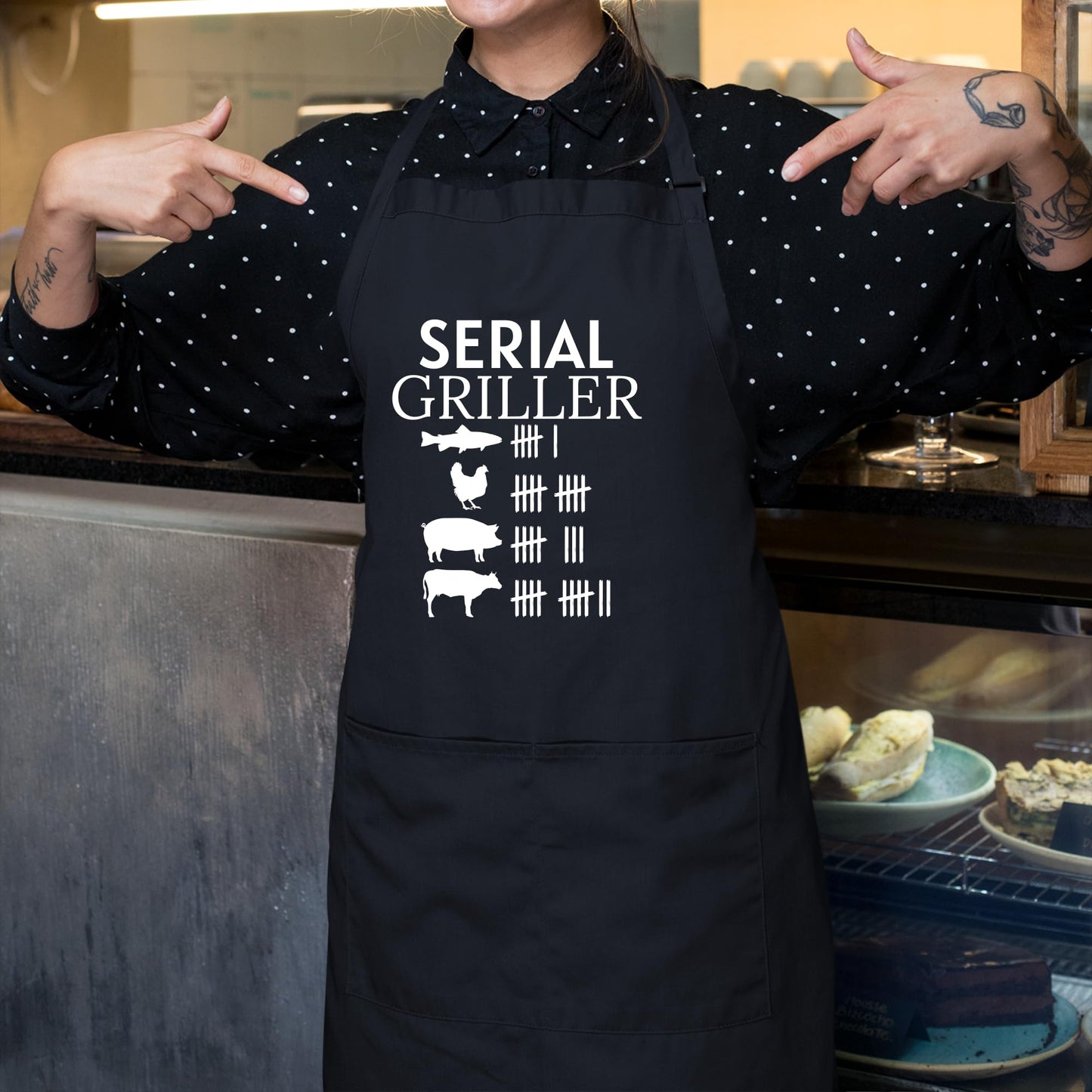 Serial Griller Funny Aprons for Women Aprons for Men Gift for Her Chef Apron Kitchen Apron BBQ Apron Grill Apron Father Day Gift Black Apron