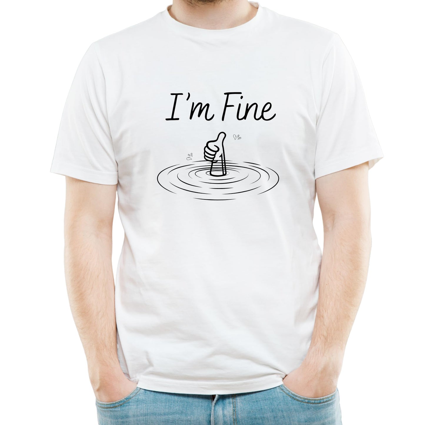 Be Buz I'm Fine Funny T-Shirt – Thumbs-Up Graphic Tee – Everything is Fine Humor Shirt – Sarcastic Gift T-Shirt for Men & Women - Top Tee