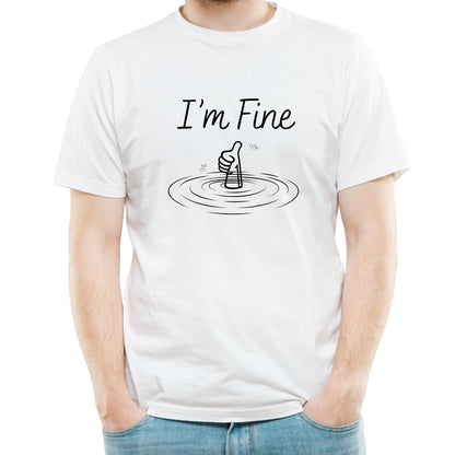 Be Buz I'm Fine Funny T-Shirt – Thumbs-Up Graphic Tee – Everything is Fine Humor Shirt – Sarcastic Gift T-Shirt for Men & Women - Top Tee
