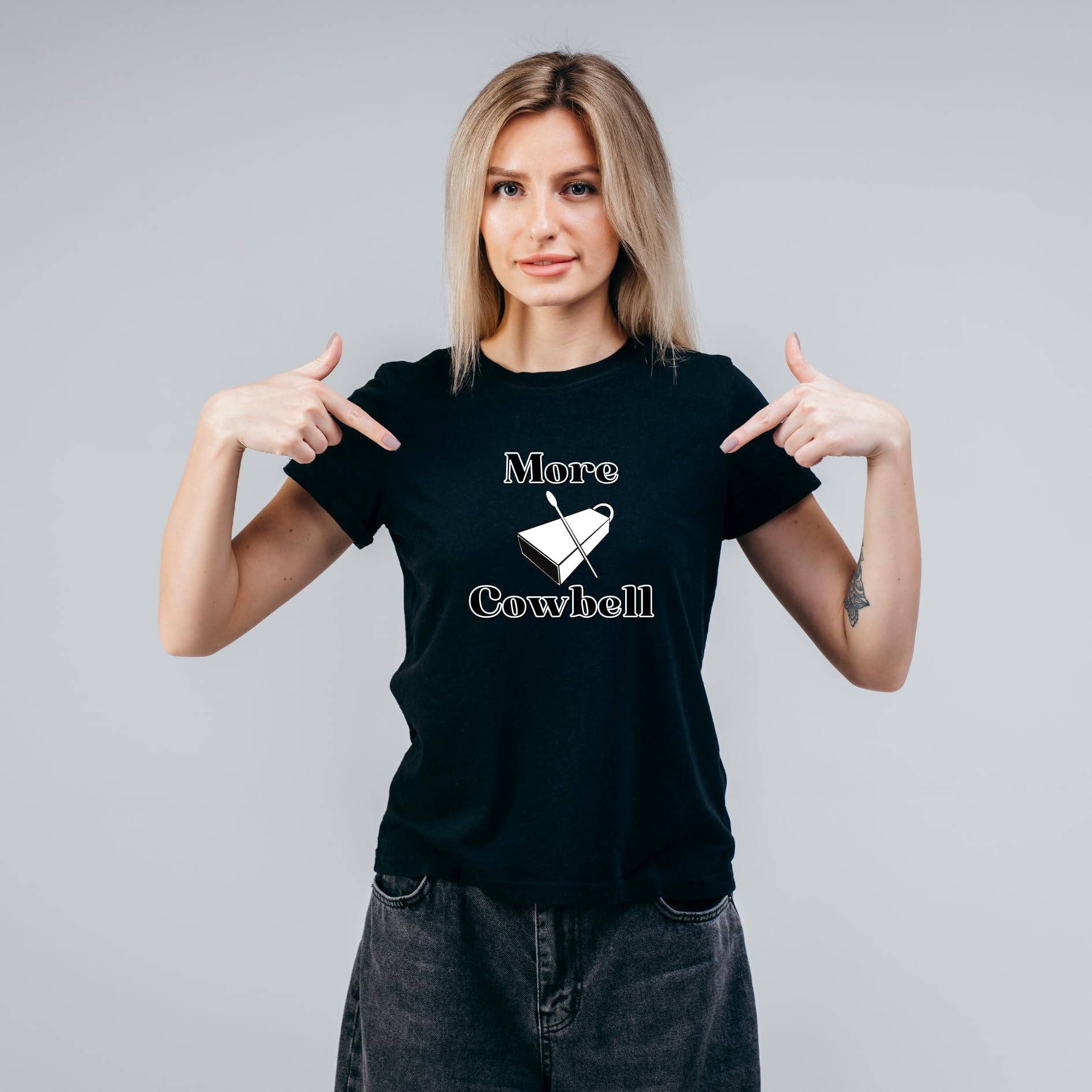 More Cowbell Funny Printed Black Adults Unisex Men Women Summer Winter Cotton Crew Neck Casual T-Shirt - Top Tee