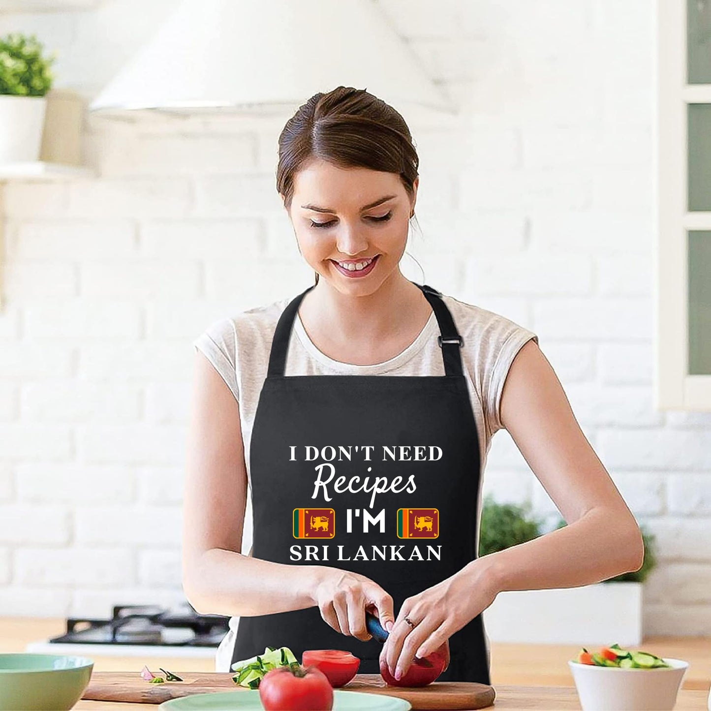 I Don't Need Recipes, I'm Sri Lankan Adjustable Long Apron with two Pockets Chefs Home Cooks Baking Cooking Kitchen Grilling and BBQ Apron gift for him her