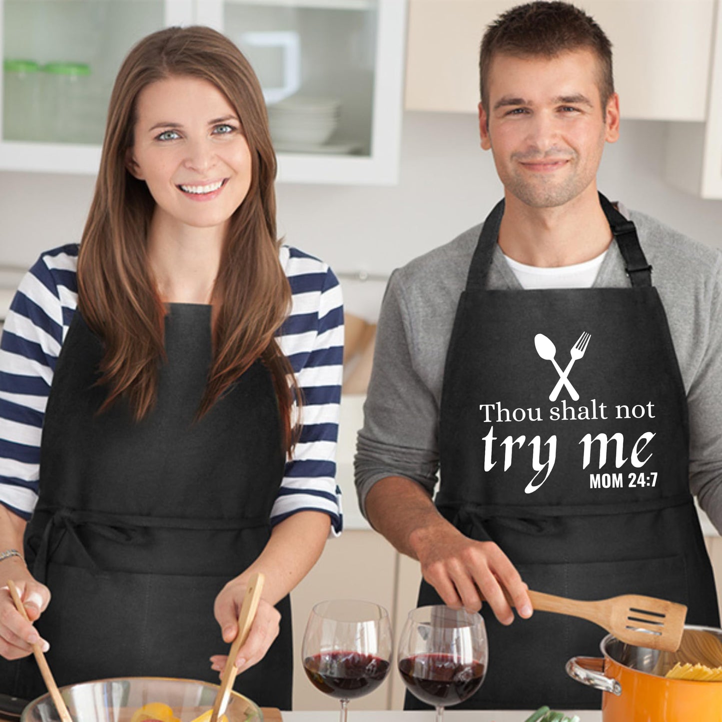 Thou Shalt not try me Funny Aprons for Women Printed Apron Gift for Her Chef Apron Kitchen Apron BBQ Apron Gift Baking Apron Father Day Gift