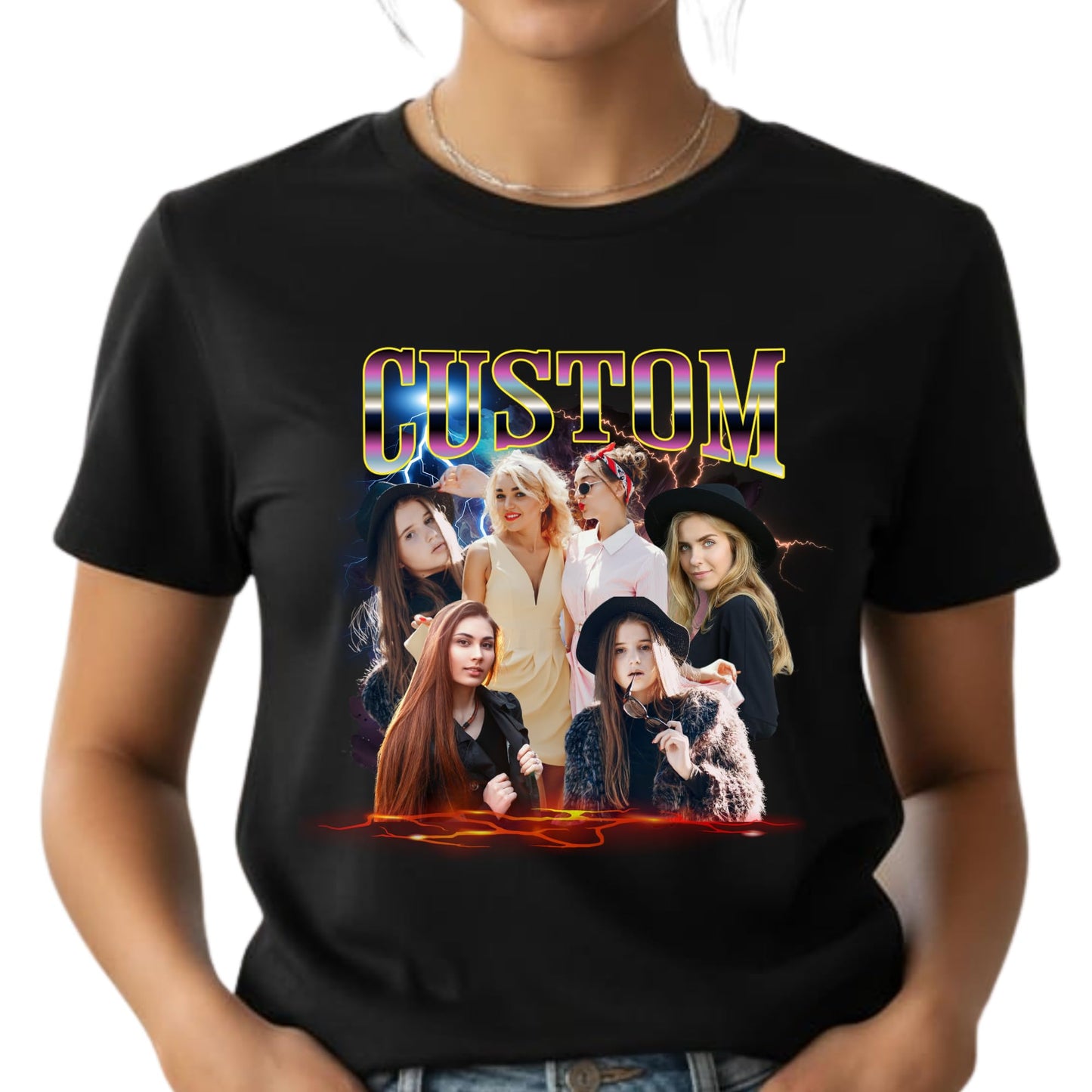 Personalized Bootleg Rap Tee, Sweatshirt, and Hoodie, Retro 90s Style Vintage Graphic tee – Custom Photo Shirt Women 100% Cotton Customised T Shirt, Gift for Music Lovers