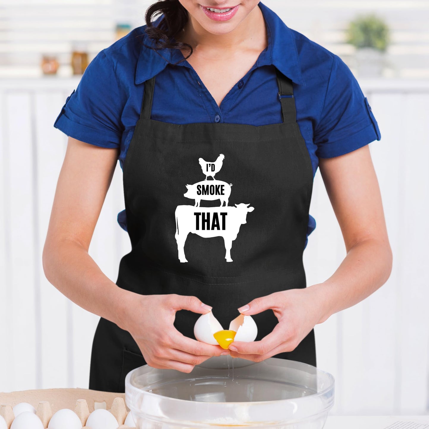 I'd Smoke That BBQ Apron for Grilling Enthusiasts Funny and Durable Grilling Apron for Men and Women Adjustable Heat-Resistant and Perfect for Barbecue Smoking, and Cooking