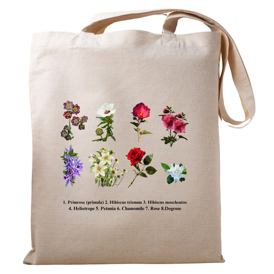 Floral Tote Bags Vintage Flower Plant Tote Bags for Women Reusable Casual Bag for Work Shopping Travel