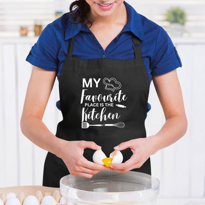 My Favourite Place Is The Kitchen Funny Aprons for men Printed Apron Gift for Her Chef Apron Kitchen Apron BBQ Apron Gift Baking Apron Father Day Gift