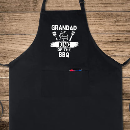 Grandad King of the BBQ Funny Aprons for men Printed Apron Gift for Her Chef Apron Kitchen Apron BBQ Apron Gift Baking Apron Father Day Gift