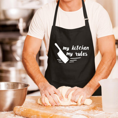 My Kitchen My Rules Funny Aprons for men Printed Apron Gift for Her Chef Apron Kitchen Apron BBQ Apron Gift Baking Apron Father Day Gift