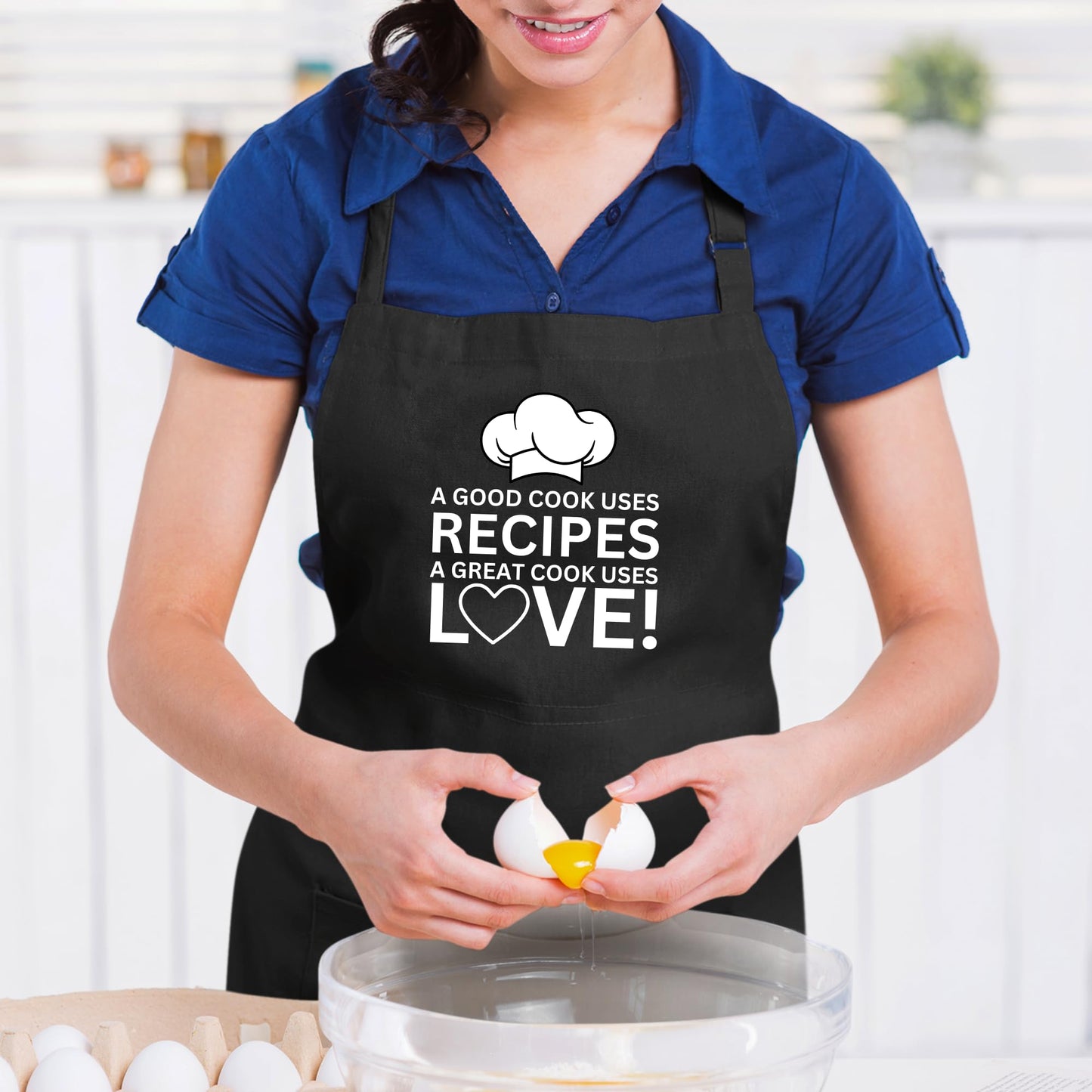 A Good Cook Uses Recipes A Great Cook Uses Love Funny Aprons for Women Printed Apron Gift for Her Chef Apron Kitchen Apron BBQ Apron Gift Baking Apron Father Day Gift