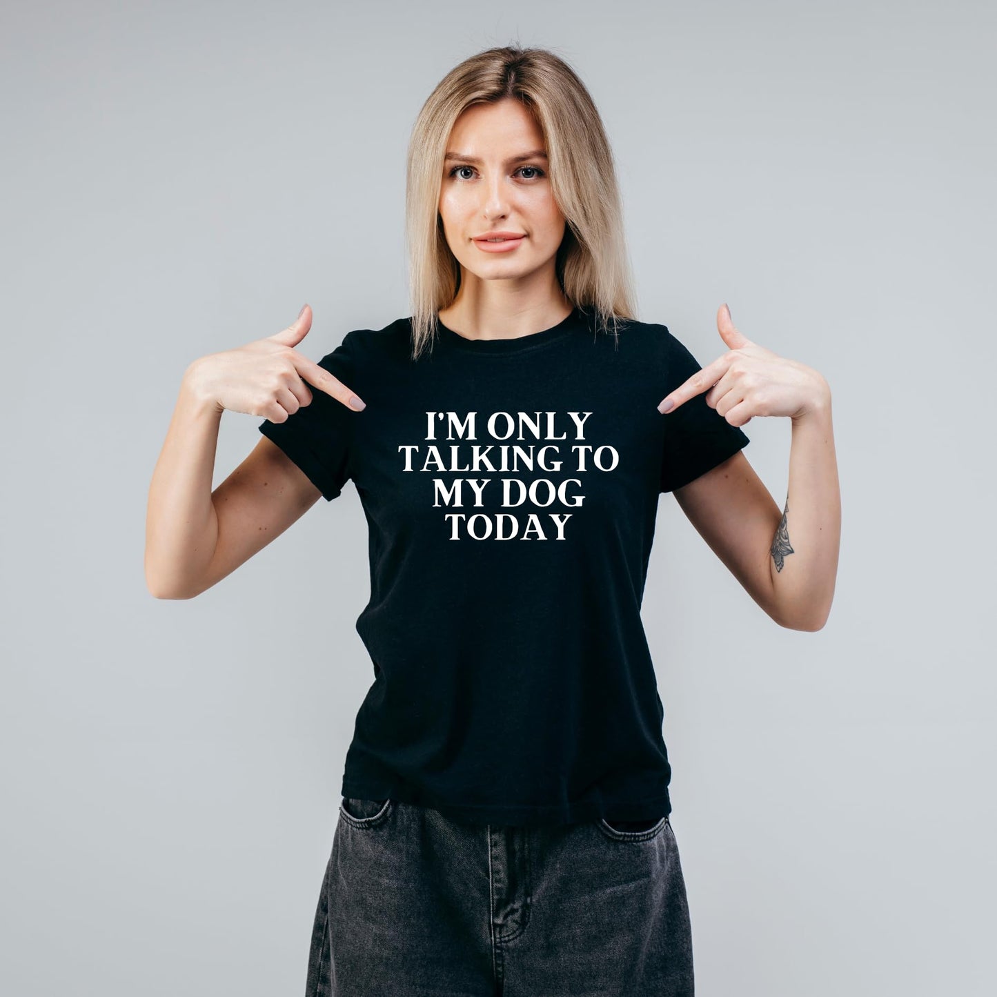I'm Only Taking to My Dog Today Funny Printed Black Adults Unisex Men Women Summer Winter Cotton Crew Neck Casual T-Shirt - Top Tee