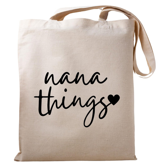 Be Buz Nana Things Tote Bag Personalized Grandma Gift Mother's Day Gift for Grandma New Grandma Gift Reusable and Customizable Bag for Grandmas