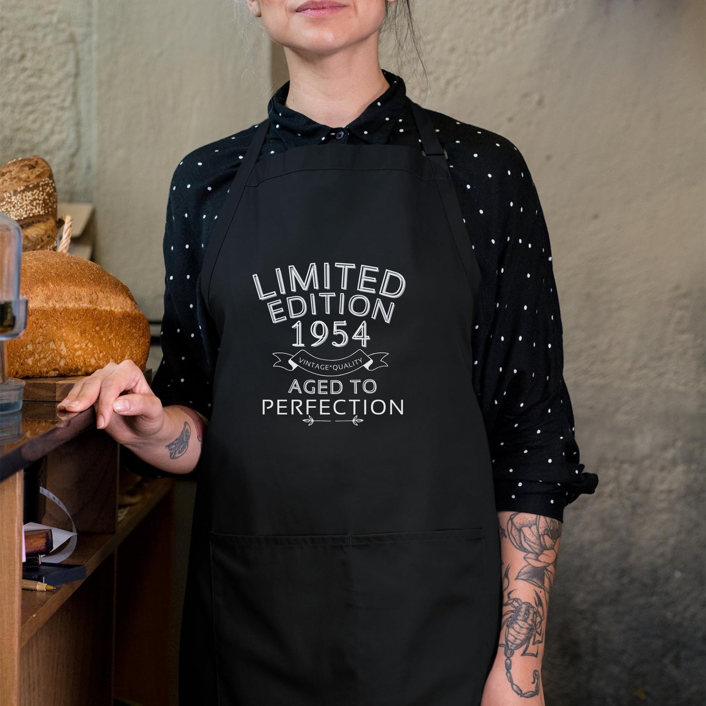 70Th Birthday Gifts - Limited Edition “Aged to Perfection” Apron Kitchen Apron Gift for Him Her Aprons for Mens Dad Apron Chef Apron Kitchen Apron BBQ Apron Father Day Gift Black Apron