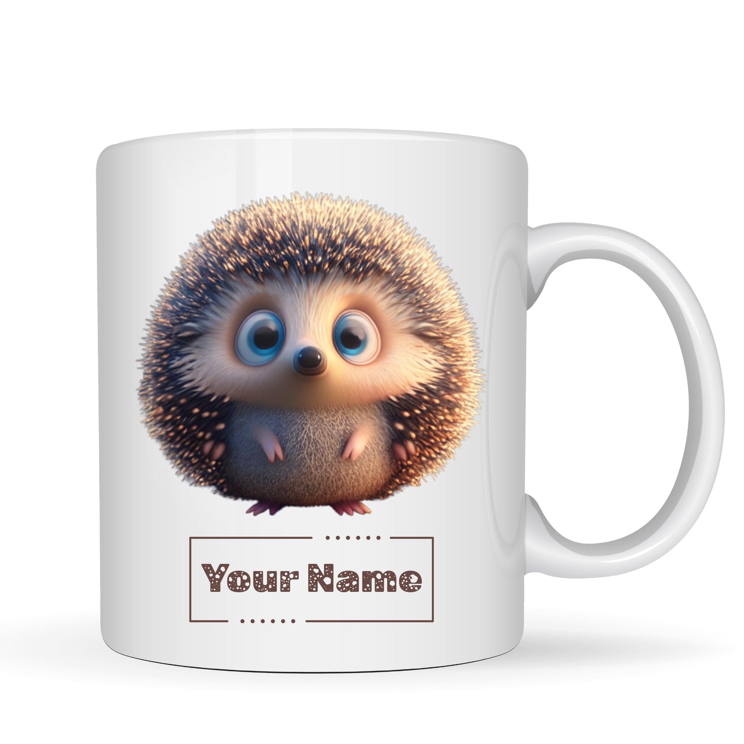 Personalized Hedgehog Mug – Custom Name Ceramic Coffee Cup – Cute Animal Gift for Kids, Hedgehog Lovers and Pet Owners – 11oz
