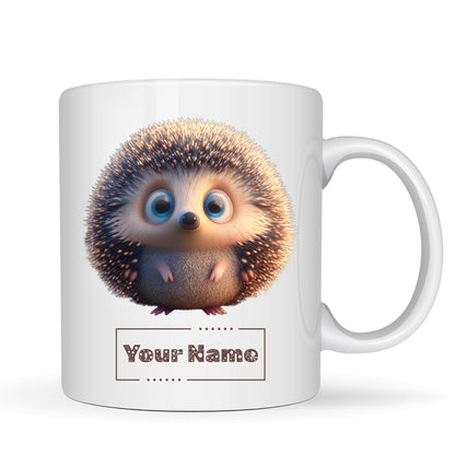 Personalized Hedgehog Mug – Custom Name Ceramic Coffee Cup – Cute Animal Gift for Kids, Hedgehog Lovers and Pet Owners – 11oz