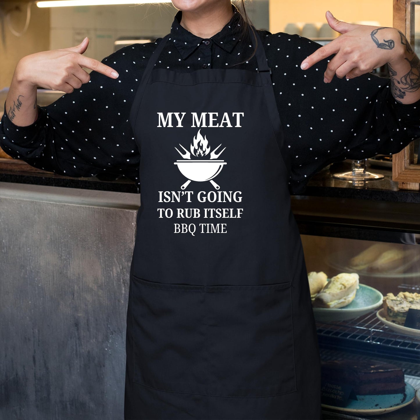My Meat Isn't Going To Rub Itself BBQ Time Funny Aprons for Men Printed Apron Gift for Him Chef Apron Kitchen Apron BBQ Apron Gift Baking Apron Father Day Gift