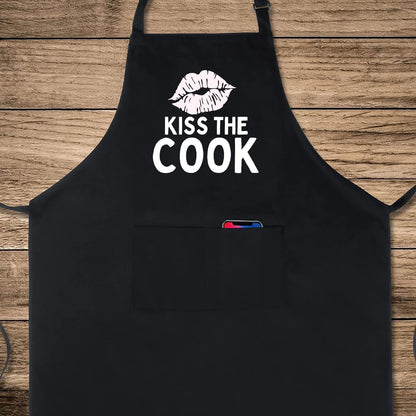 Kiss The Cook Funny Aprons for men Printed Apron Gift for Her Chef Apron Kitchen Apron BBQ Apron Gift Baking Apron Father Day Gift