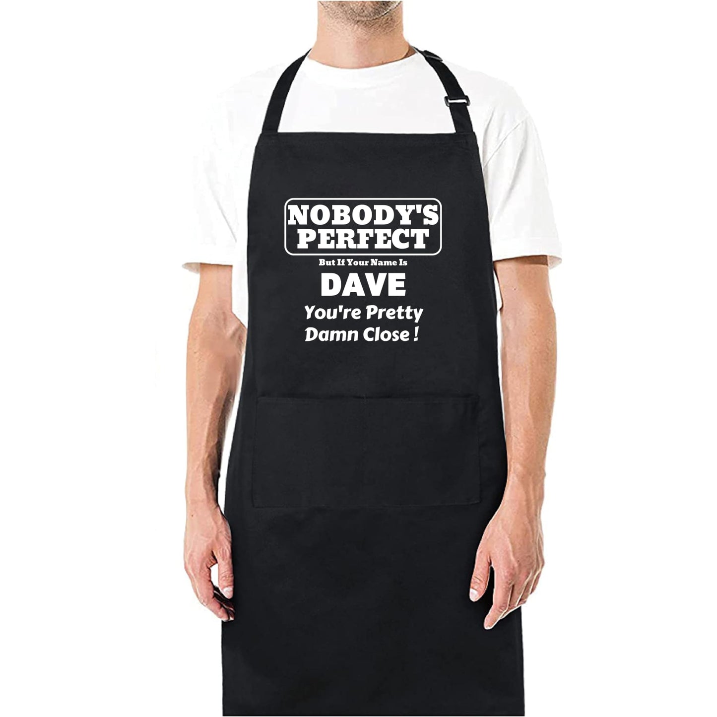 Nobody's Perfect Customised Printed Apron For Kitchen BBQ grill chef Aprons for Men Women Create Personalised Apron with Pockets Custom Apron gift for Him Her