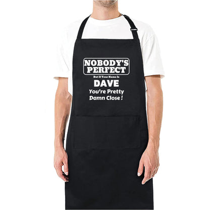 Nobody's Perfect Customised Printed Apron For Kitchen BBQ grill chef Aprons for Men Women Create Personalised Apron with Pockets Custom Apron gift for Him Her