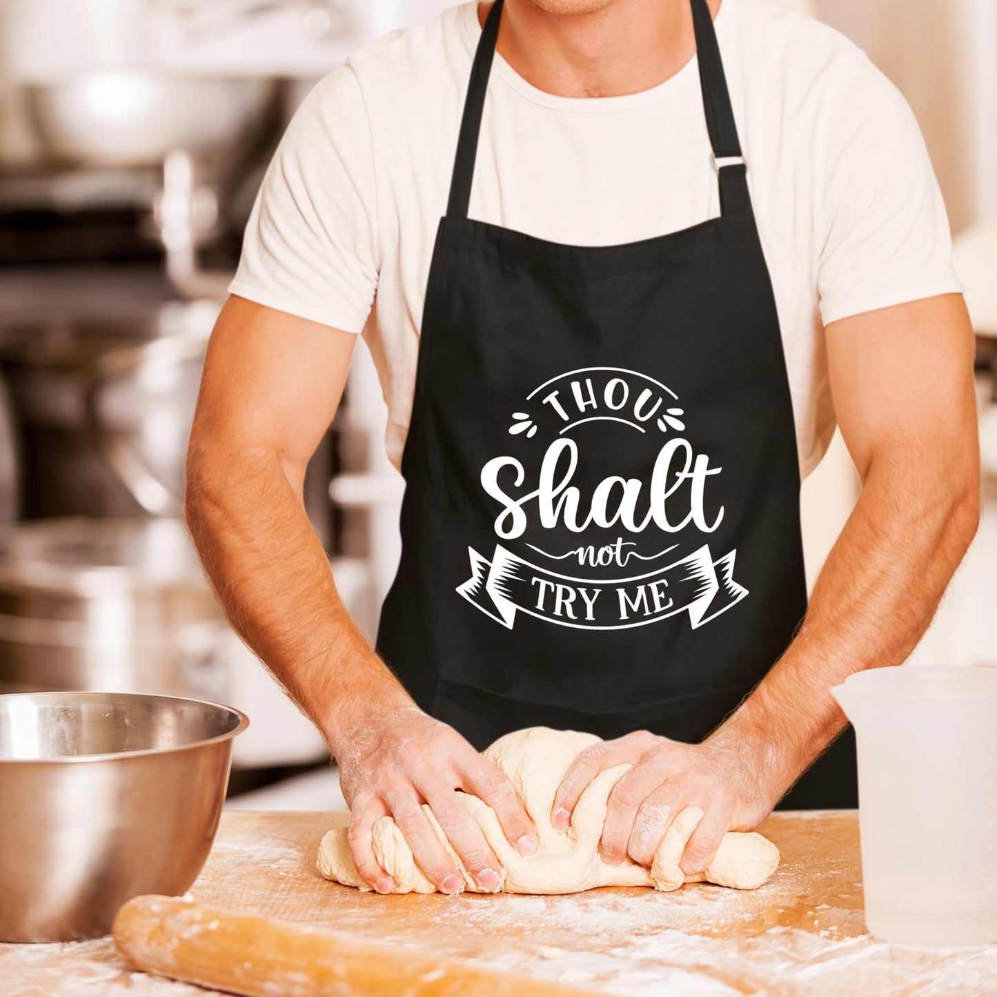 Thou Shalt Not Try Me Funny Aprons for men Printed Apron Gift for Her Chef Apron Kitchen Apron BBQ Apron Gift Baking Apron Father Day Gift