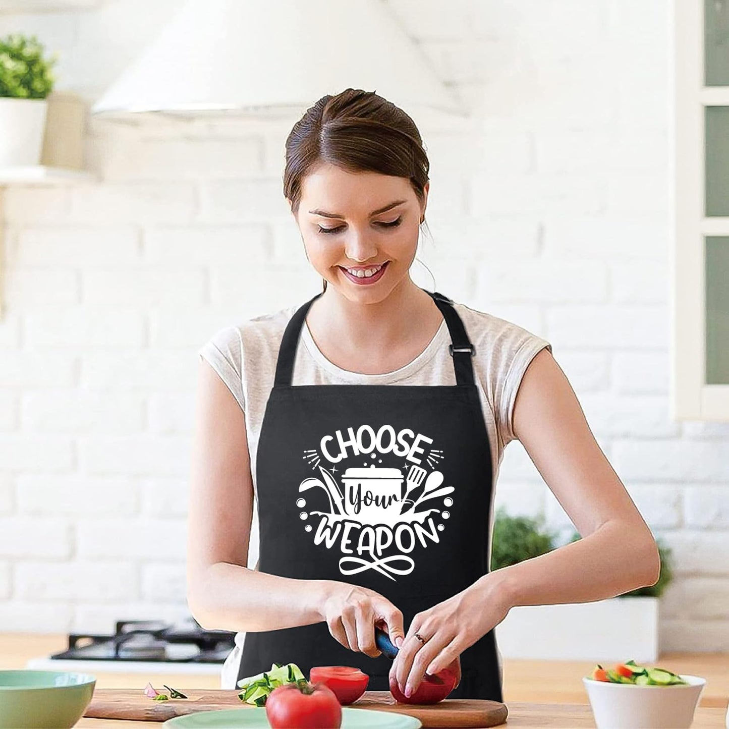 Choose Your Weapon Funny Aprons for men Printed Apron Gift for Her Chef Apron Kitchen Apron BBQ Apron Gift Baking Apron Father Day Gift