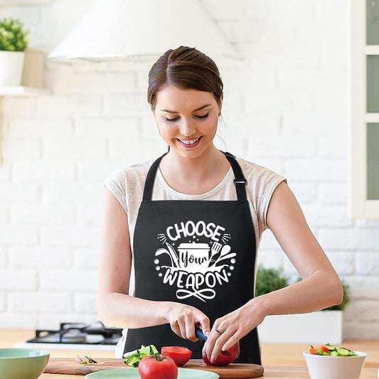 Choose Your Weapon Funny Aprons for men Printed Apron Gift for Her Chef Apron Kitchen Apron BBQ Apron Gift Baking Apron Father Day Gift