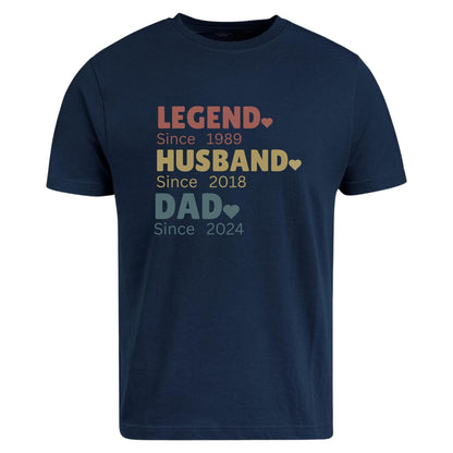 Be Buz Men's Legend Husband Dad Personalized T-Shirt for Dad, Husband, Grandpa