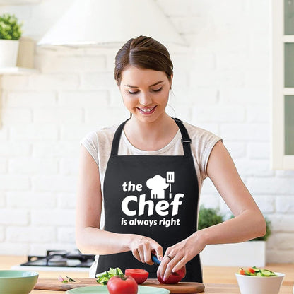 The Chef Is Always Right Funny Aprons for men Printed Apron Gift for Her Chef Apron Kitchen Apron BBQ Apron Gift Baking Apron Father Day Gift