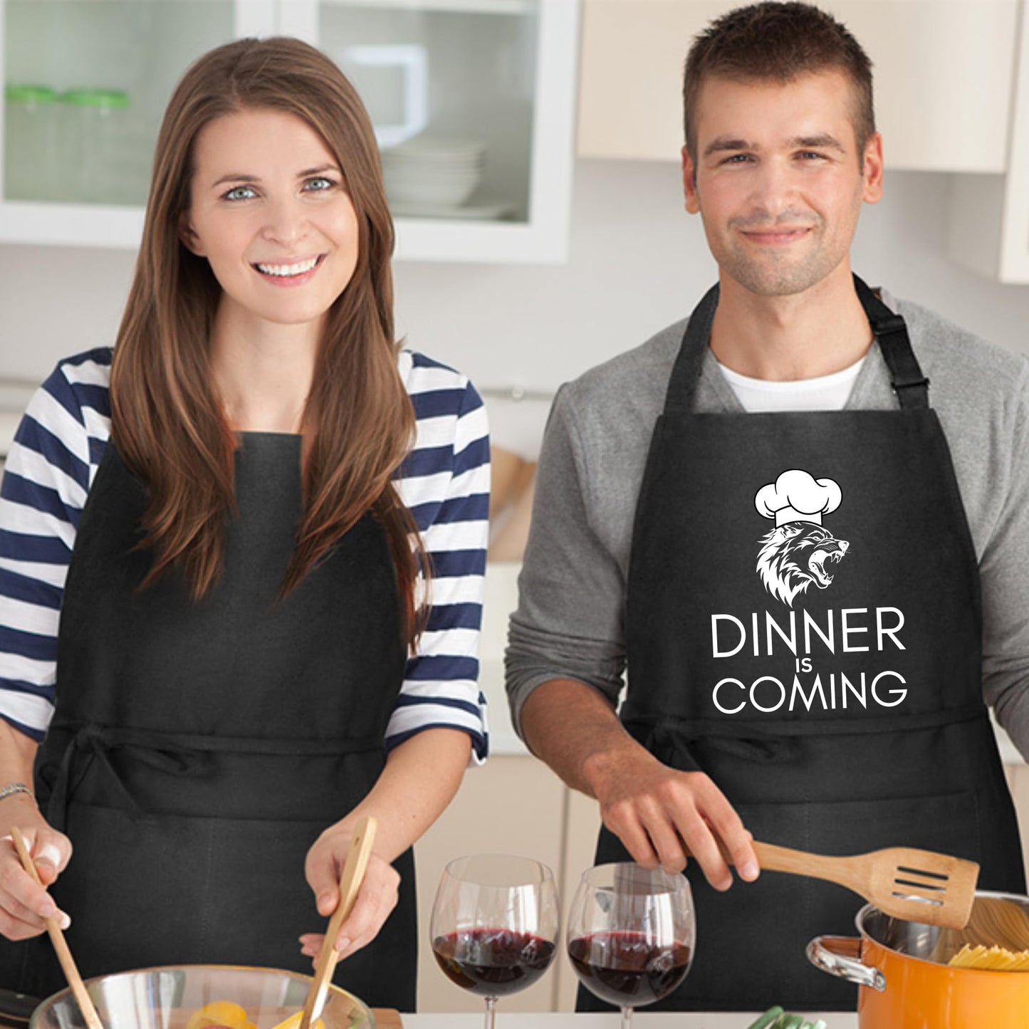 Dinner Is Comming Funny Aprons for Women Printed Apron Gift for Her Chef Apron Kitchen Apron BBQ Apron Gift Baking Apron Father Day Gift