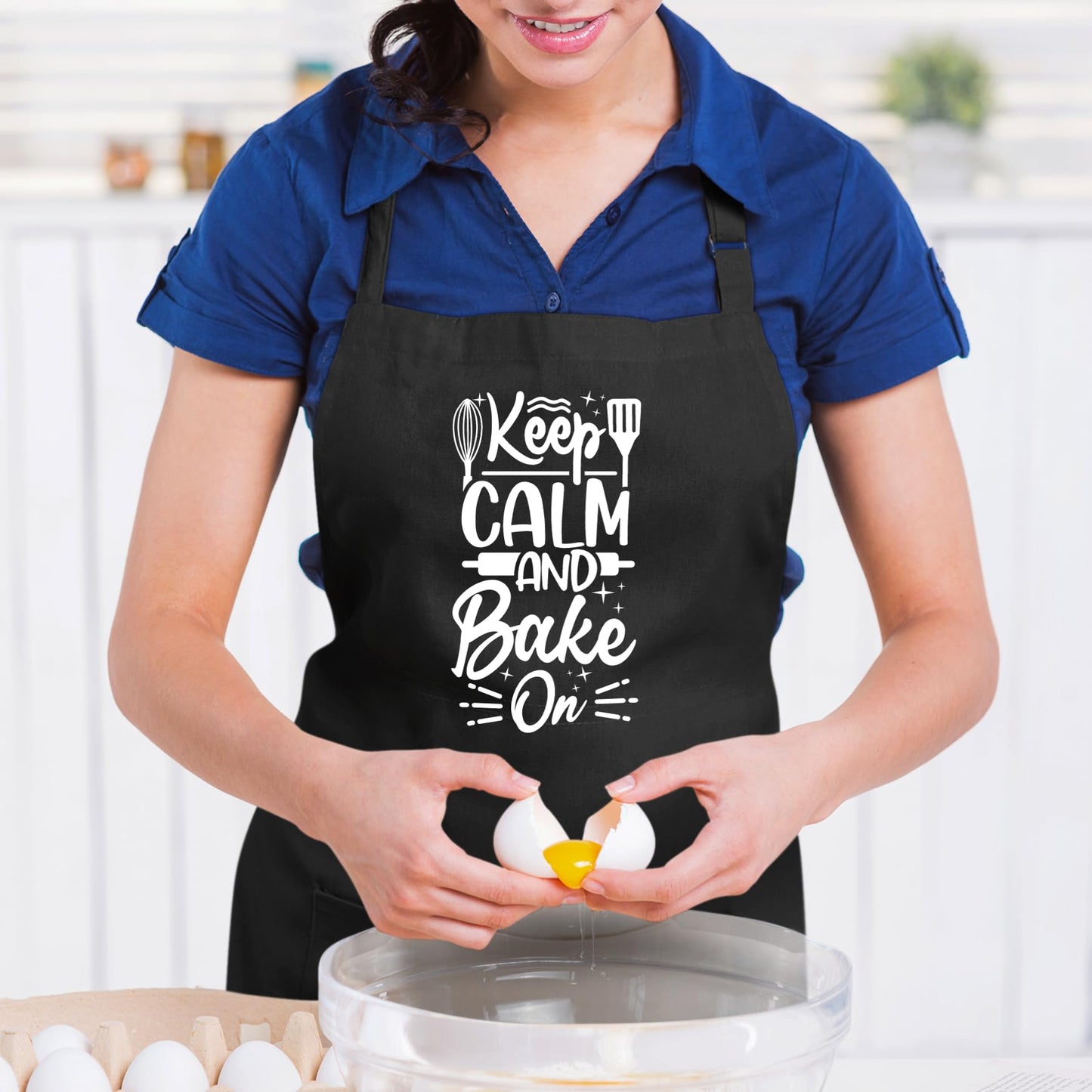 Keep Calm And Bake On Funny Aprons for men Printed Apron Gift for Her Chef Apron Kitchen Apron BBQ Apron Gift Baking Apron Father Day Gift