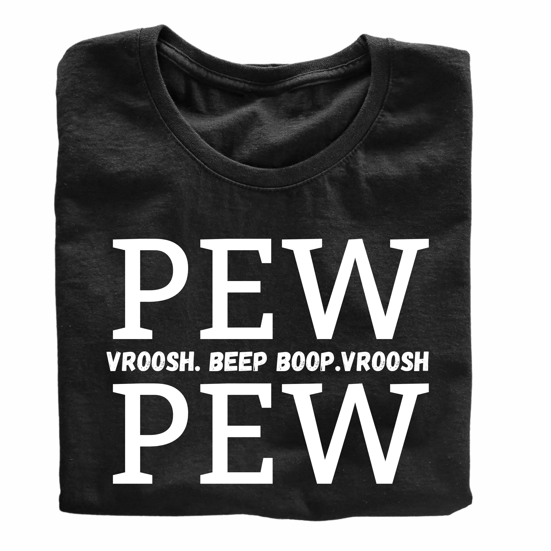Pew Pew Funny Printed Black Adults Unisex Men Women Summer Winter Cotton Crew Neck Casual T-Shirt - Top Tee