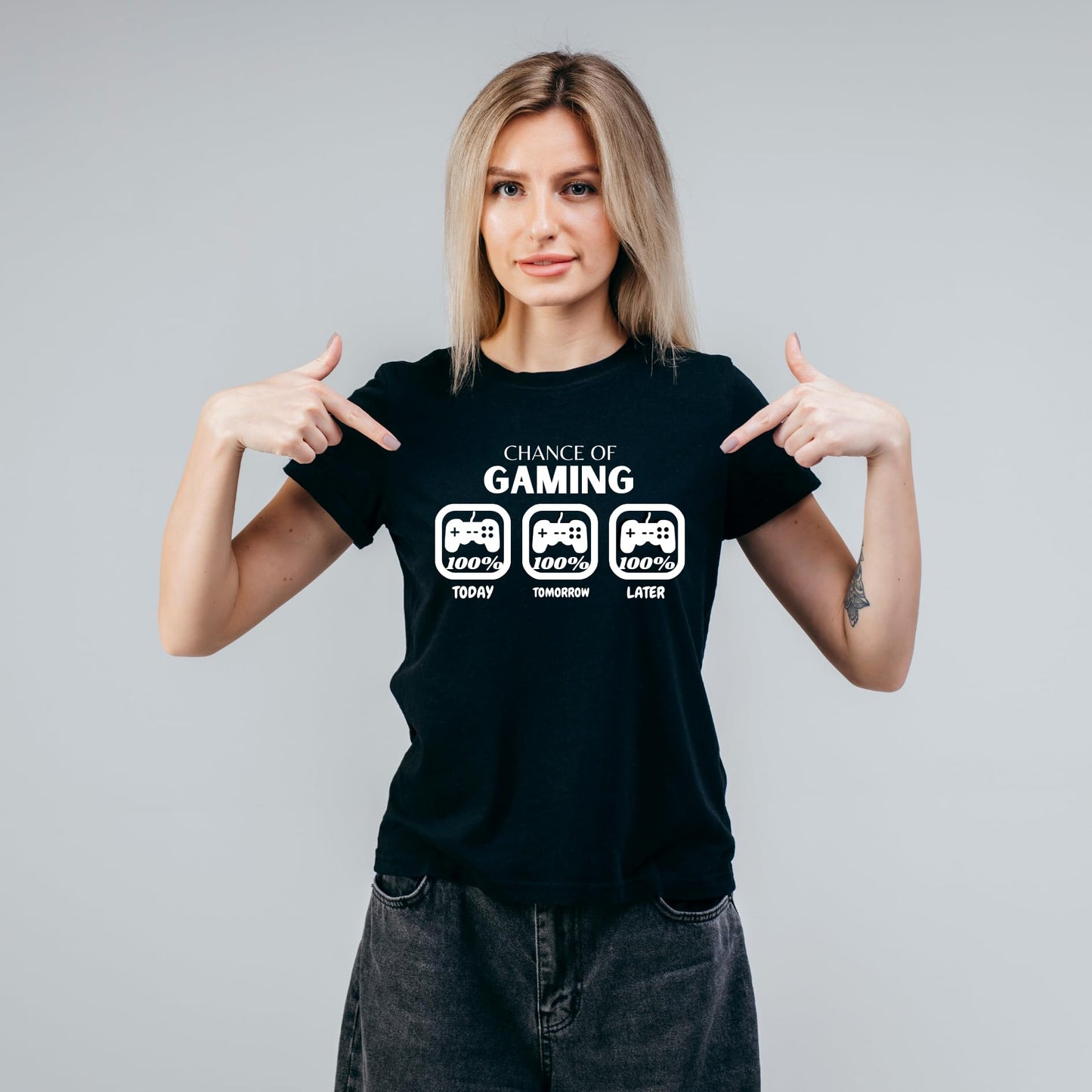 Chance of Gaming Funny Printed Black Adults Unisex Men Women Summer Winter Cotton Crew Neck Casual T-Shirt - Top Tee