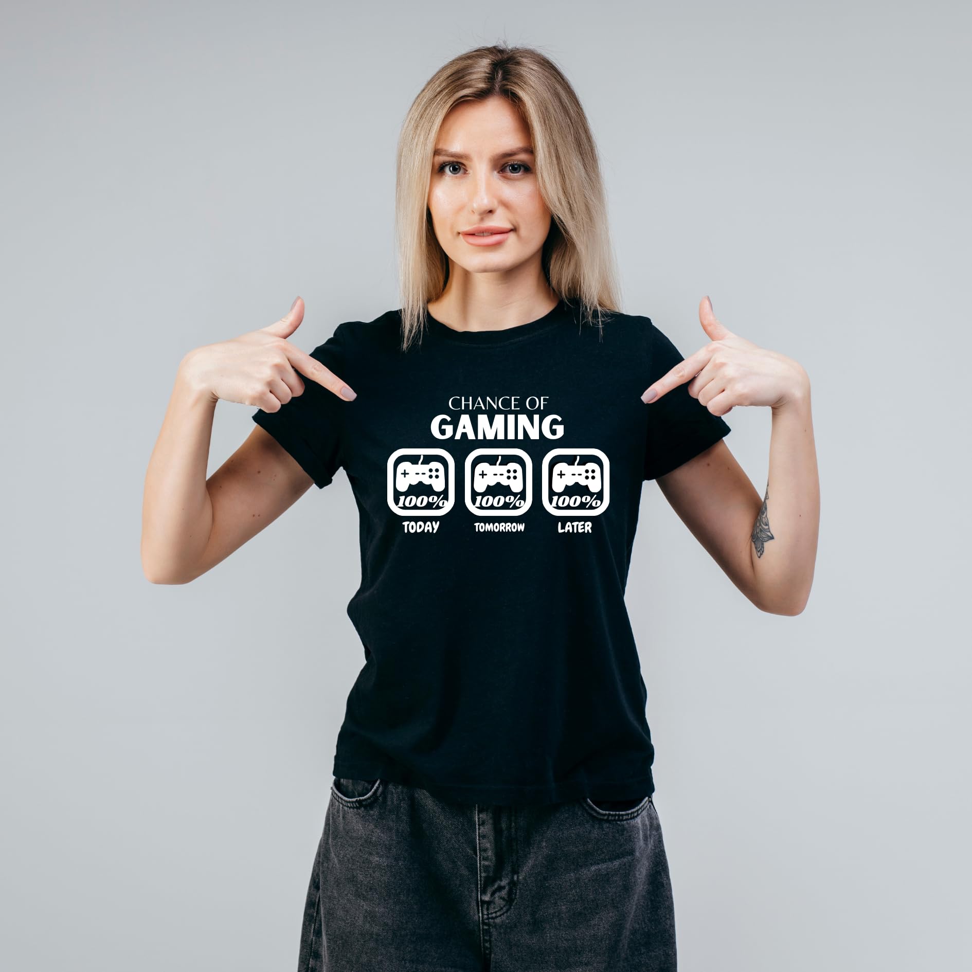 Chance of Gaming Funny Printed Black Adults Unisex Men Women Summer Winter Cotton Crew Neck Casual T-Shirt - Top Tee