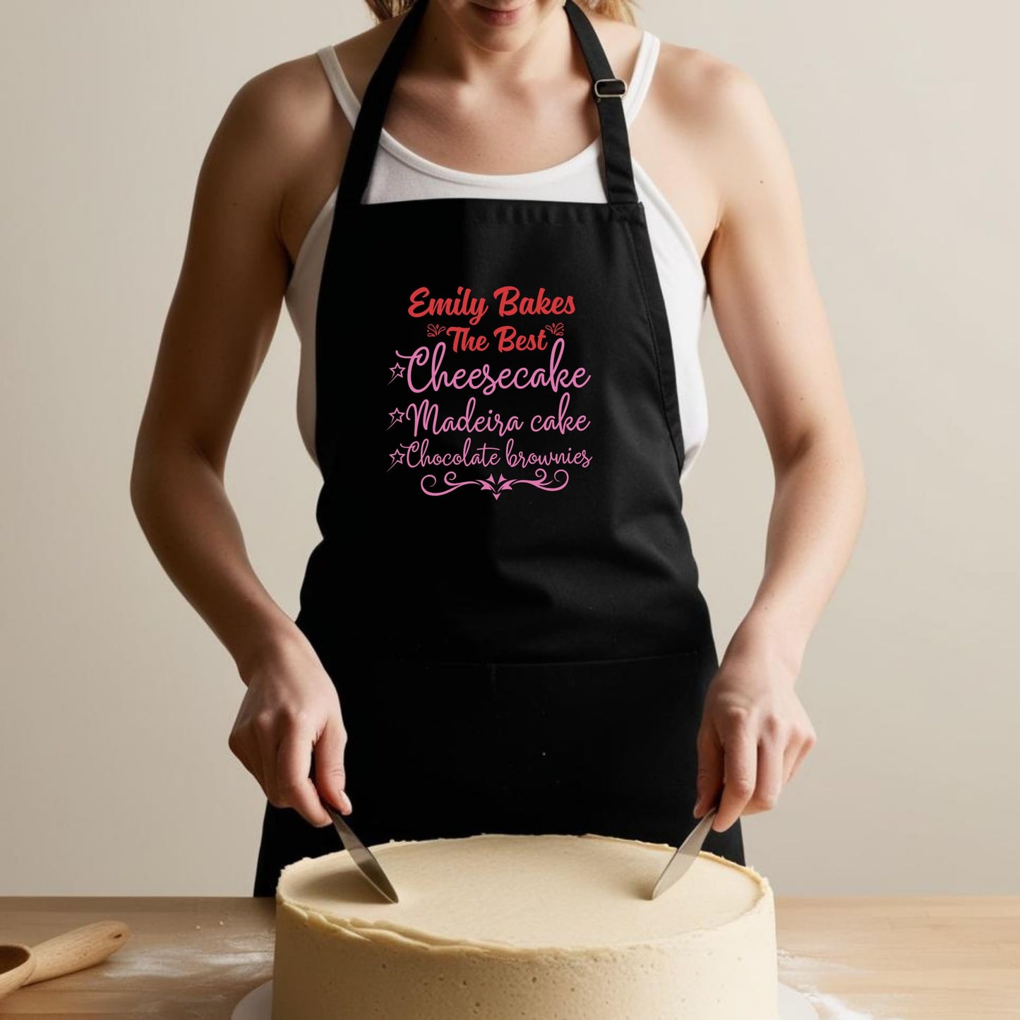 Custom Baking Apron with Adjustable Straps and Two Pockets Personalised Aprons Gift for Him Her Aprons for Women Kitchen Apron Baking Apron Mother Day Gift Black Apron