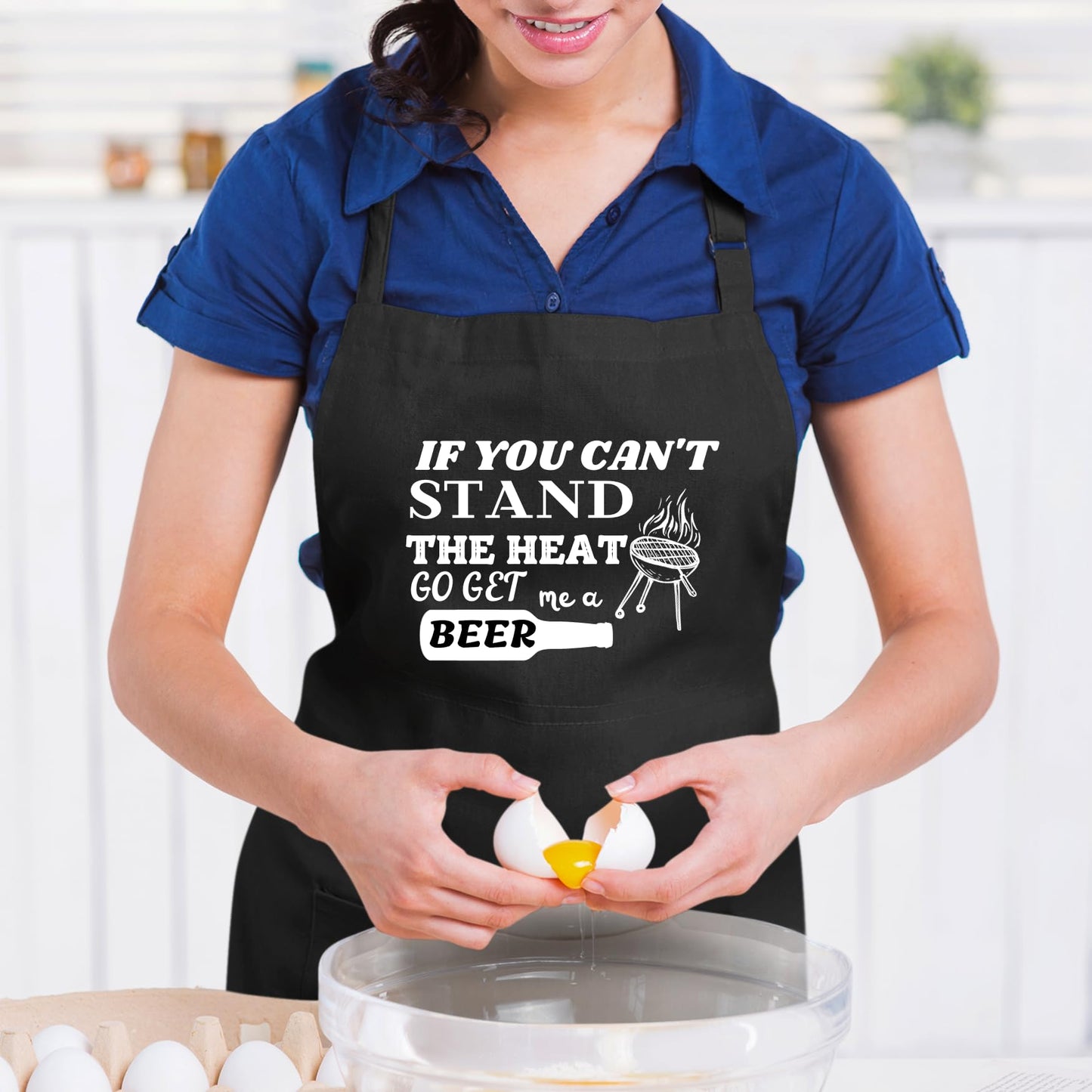 If You Can't Stand The Heat Go Get Me A Beer Funny Aprons for men Printed Apron Gift for Her Chef Apron Kitchen Apron BBQ Apron Gift Baking Apron Father Day Gift