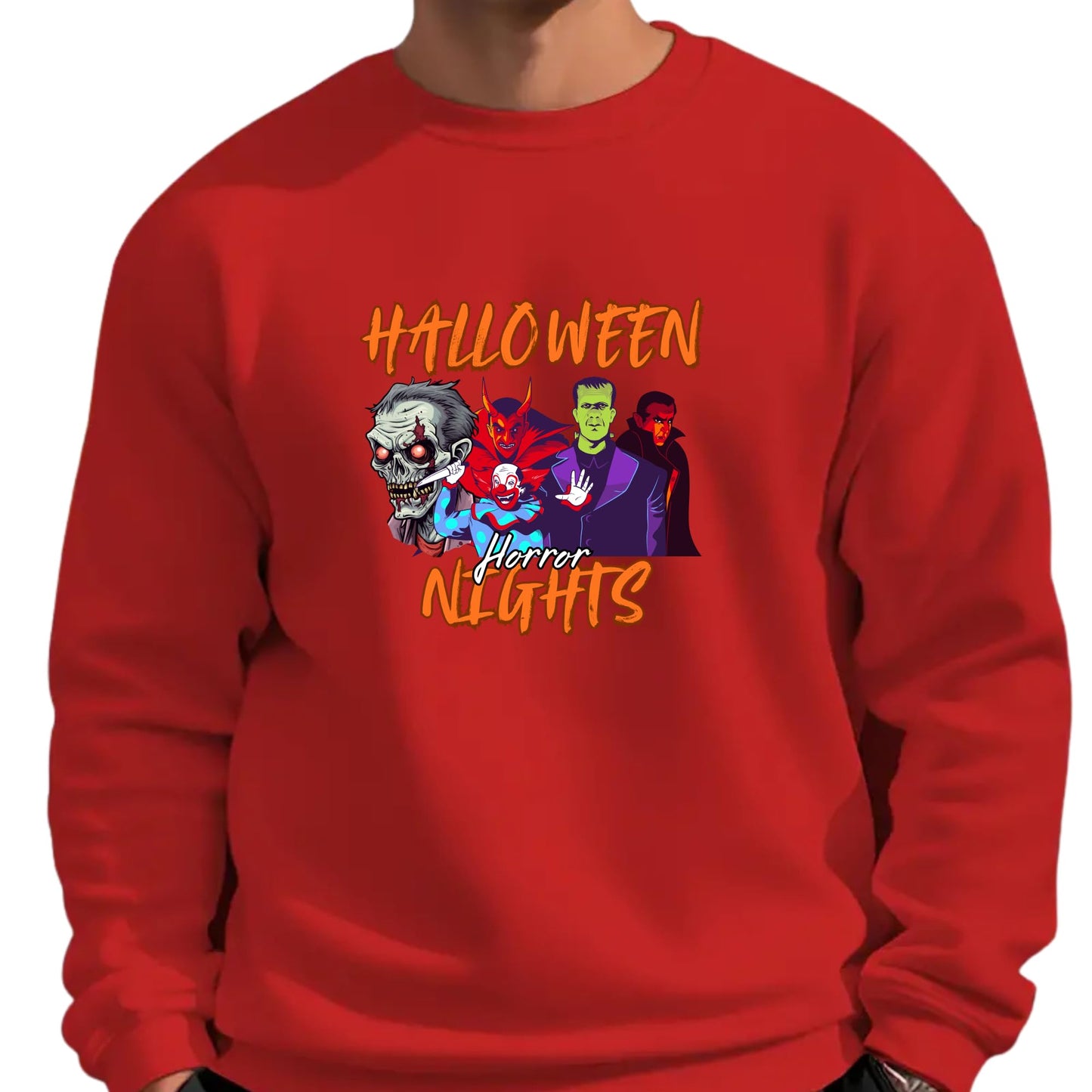 Be Buz Halloween Horror Nights Sweatshirt, Haunted House Icons Graphic Crewneck, Unisex Pullover, Long Sleeve Men and Women - Top Tee