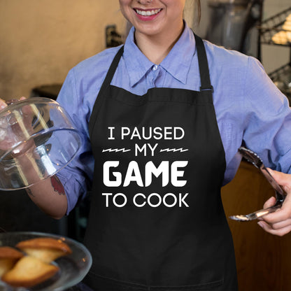 I Paused My Game To Cook Funny Aprons for Men Women Gift for her Chef Apron Kitchen Apron BBQ