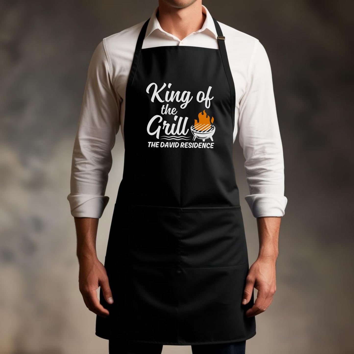 Custom Grill Apron - BBQ Aprons for Men, Gift for Him, Dad Apron for Grilling Birthday BBQ gift for men Apron with Adjustable Straps and Two Pockets Personalized BBQ Apron