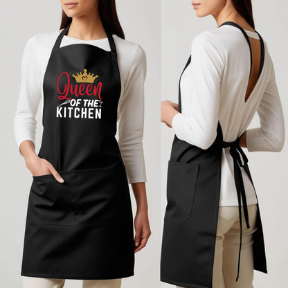 Queen of the Kitchen Funny Apron for Womens Mom Aprons Gift for Him Her Chef Apron Kitchen Apron BBQ Apron Grill Apron Mother Day Gift Black Apron