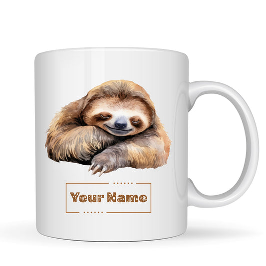 Personalised Sleeping Sloth Mug – Custom Name – 11oz