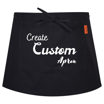 Personalised Short Apron Customised Half Waist Aprons Printed Aprons for Men Women Waitress Bar Pub Novelty Chef Gift for Her Him Dad