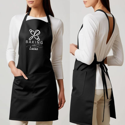 Baking Apron with Custom Name Apron for Baking, Cooking, and Grilling Custom Baking Apron with Adjustable Straps and Two Pockets Personalised Aprons Gift for Him Her Aprons for Women