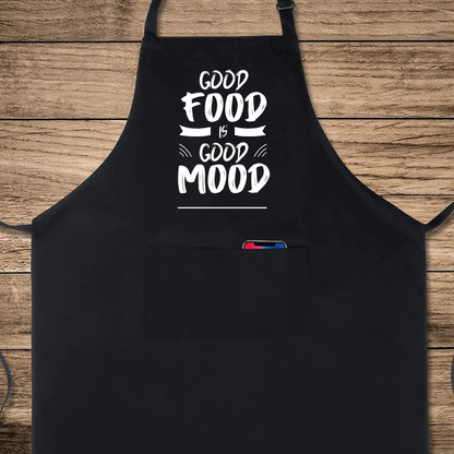 Good Food Is Good Mood Funny Aprons for men Printed Apron Gift for Her Chef Apron Kitchen Apron BBQ Apron Gift Baking Apron Father Day Gift