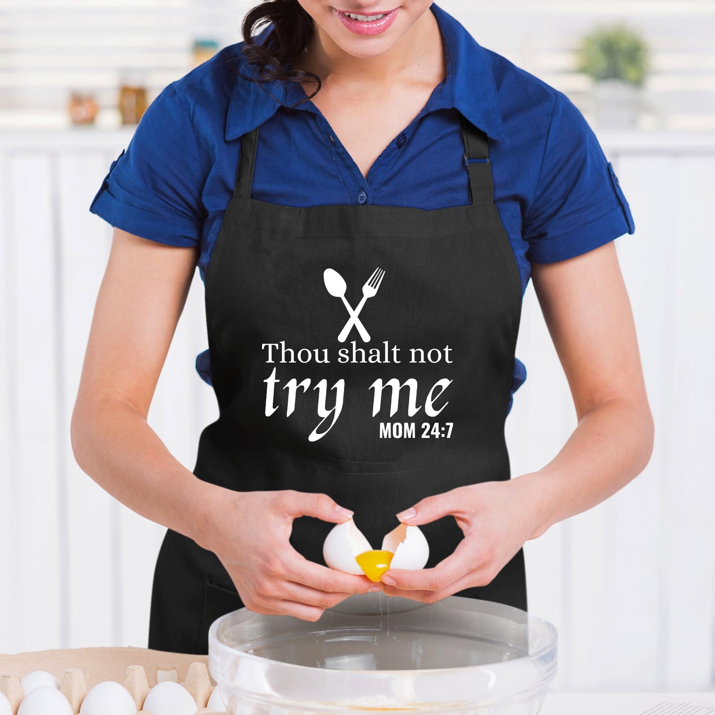 Thou Shalt not try me Funny Aprons for Women Printed Apron Gift for Her Chef Apron Kitchen Apron BBQ Apron Gift Baking Apron Father Day Gift