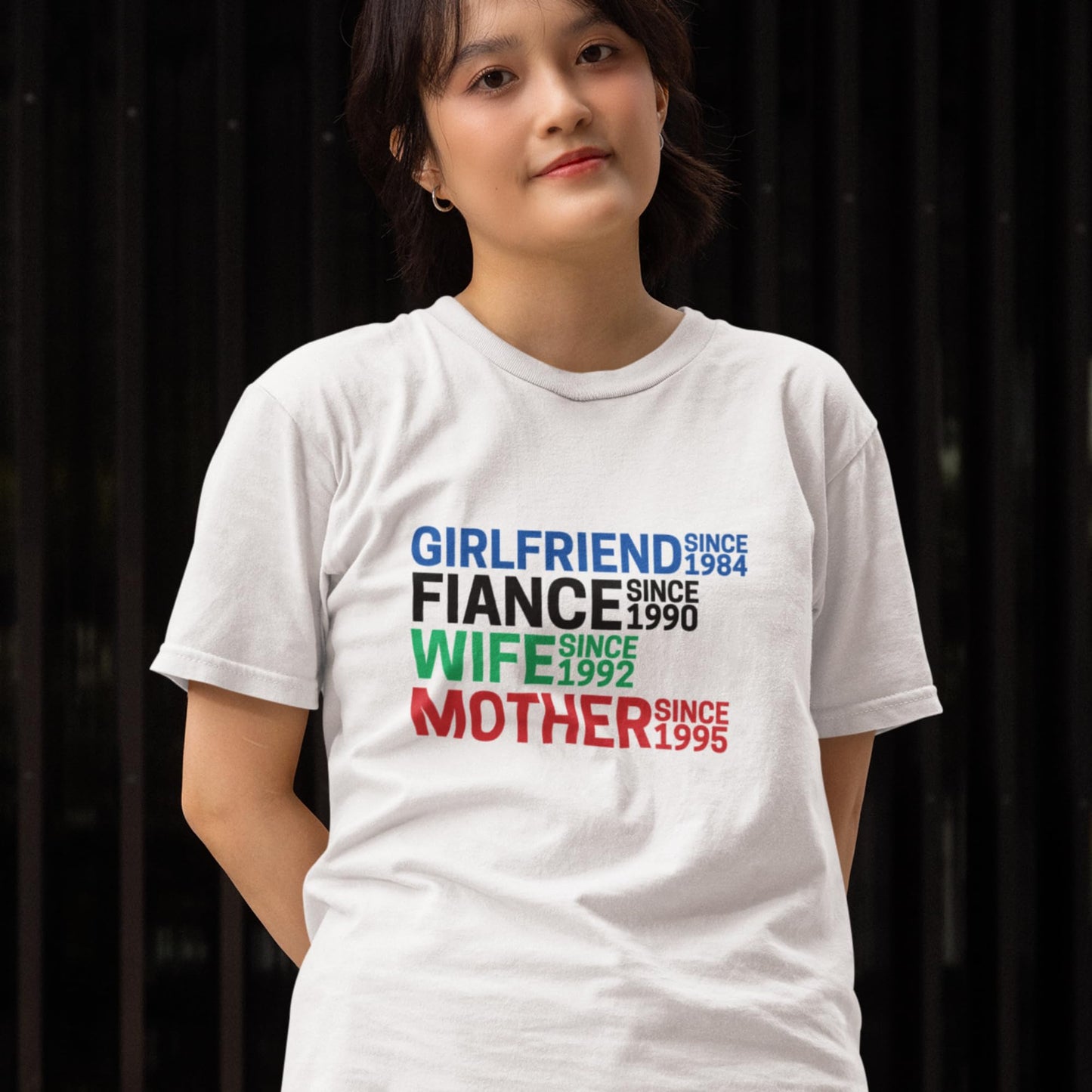 Be Buz Custom Girlfriend Fiancé Wife Mother T-Shirt Personalized Date Milestone Women’s Graphic Tee Funny Relationship Shirt