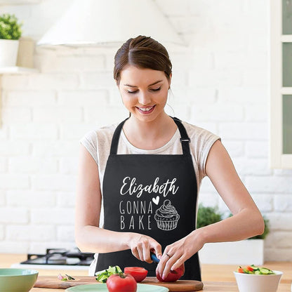 Custom Baking Apron with Adjustable Straps and Two Pockets Personalised Aprons Gift for Him Her Aprons for Women Kitchen Apron Baking Apron Mother Day Gift Black Apron