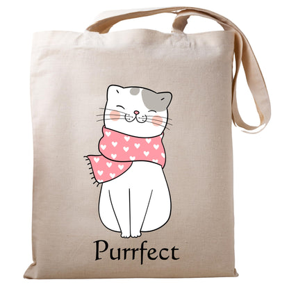 Be Buz Purrfect Charming Cat Tote Bag Adorable and Stylish Bag for Cat Lovers Reusable Casual Bag for Work Shopping Travel