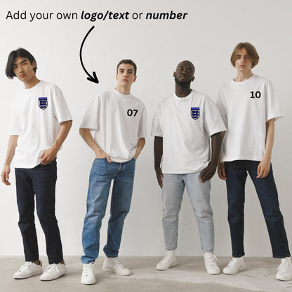 Personalised T-Shirt Your Name & Number Any Country or Club Badge Jersey Retro Top Adults Logo Printed Unisex Men Women Cotton Crew Neck Casual T-Shirt