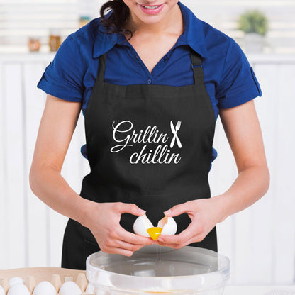 Grillin Cillin Chef Funny Aprons for Women Printed Apron Gift for Her Chef Apron Kitchen Apron BBQ Apron Gift Baking Apron Father Day Gift