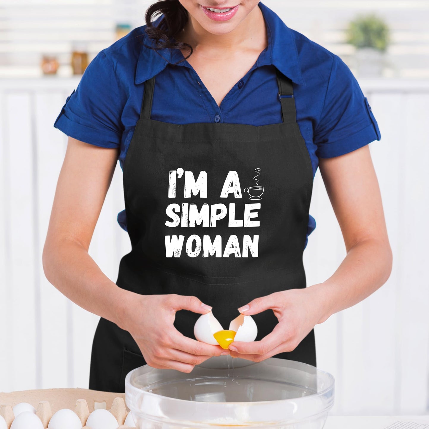 I'M A Simple Women Funny Aprons for Women Printed Apron Gift for Her Chef Apron Kitchen Apron BBQ Apron Gift Baking Apron Mother Day Gift