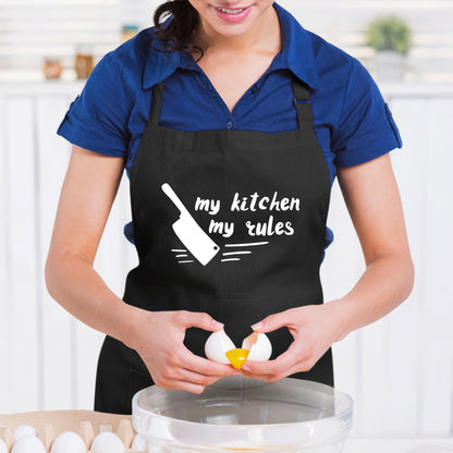 My Kitchen My Rules Funny Aprons for men Printed Apron Gift for Her Chef Apron Kitchen Apron BBQ Apron Gift Baking Apron Father Day Gift